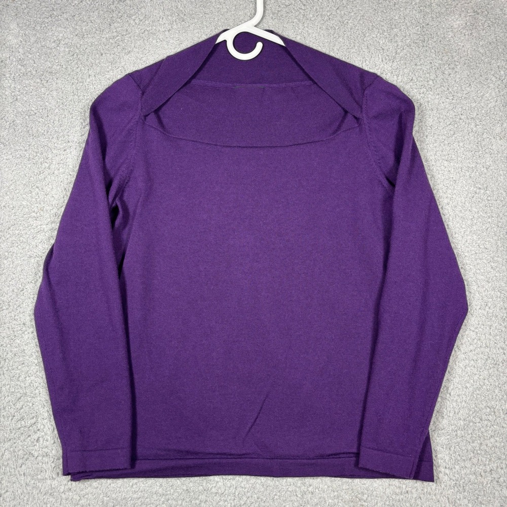 Banana Republic Sweater Womens XL Purple Extra Fine Merino Wool Square Neck Knit